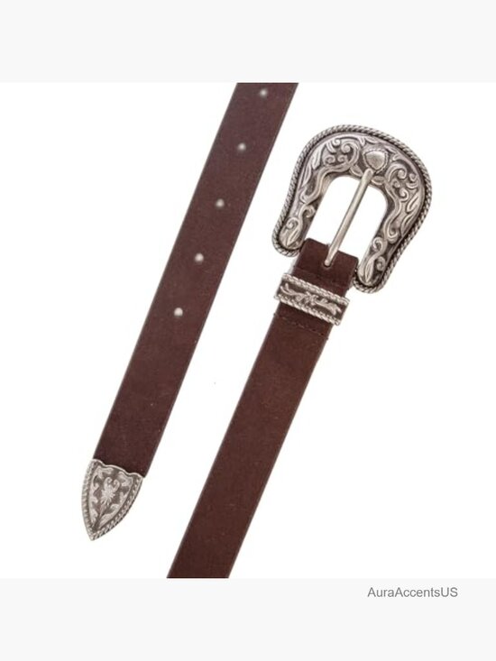 Vintage Western Engraved Suede Leather Belt Slim 1\